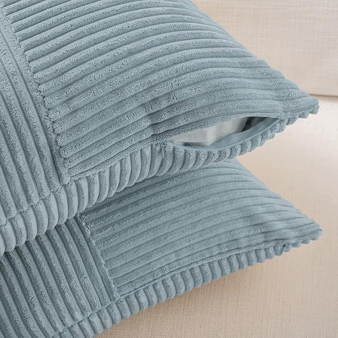 Fancy Homi Set of 2 Light Blue Lumbar Decorative Throw Pillow Covers 14x24 Inch - Image 3