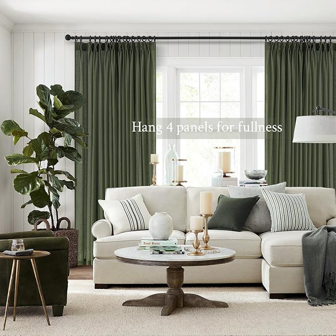 Topfinel Olive Green Pinch Pleated Curtains 105 Inch Length 2 Panels - Image 7