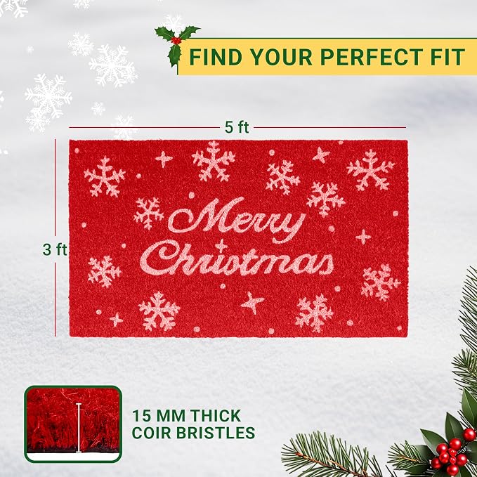 LuxUrux Extra Large Christmas Door Mat 3x5 Feet – Merry Christmas Coir Doormat - Image 2