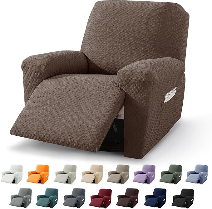 YEMYHOM 4 Pieces Stretch Recliner Slipcover Latest Jacquard Recliner Chair Cover by YEMYHOM