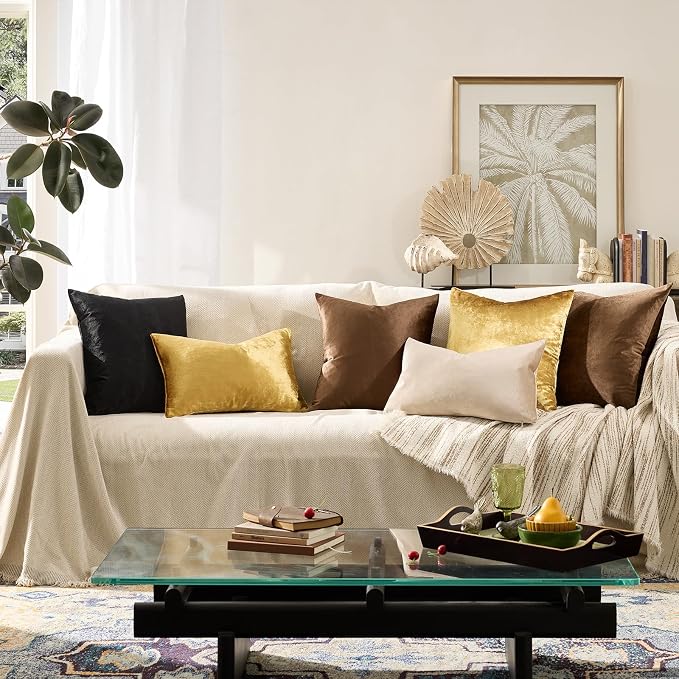 GIGIZAZA Gold Velvet Decorative Throw Pillow Covers 24x24 - Image 9