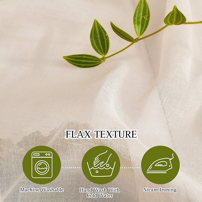 NICETOWN Flax Linen Sheer Curtains 108" Length - Image 4