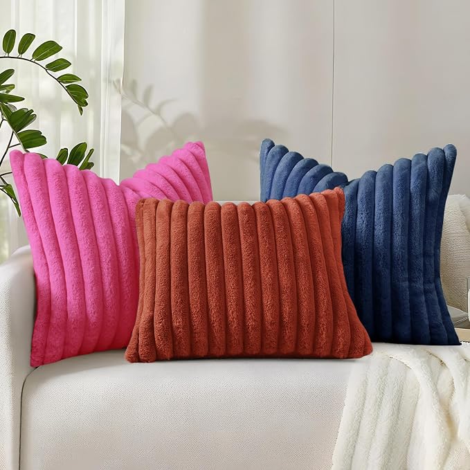 decorUhome Summer Cozy Faux Fur Throw Pillow Covers 18x18 Set of 2 Decorative - Image 9