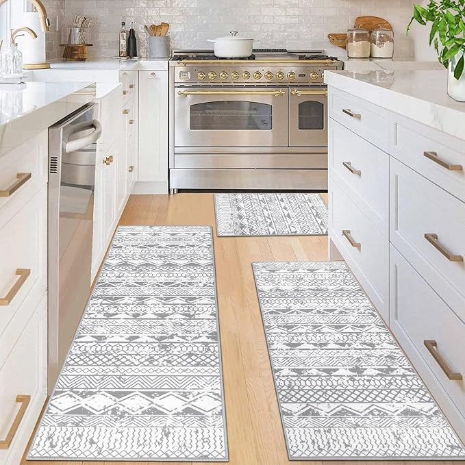HEBE Farmhouse Kitchen Rugs Sets of 3 Non Slip Washable Boho Kitchen Rugs and - Image 9
