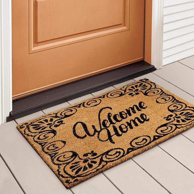 LuxUrux Welcome Mats Outdoor Coco Coir Doormat, by LuxUrux