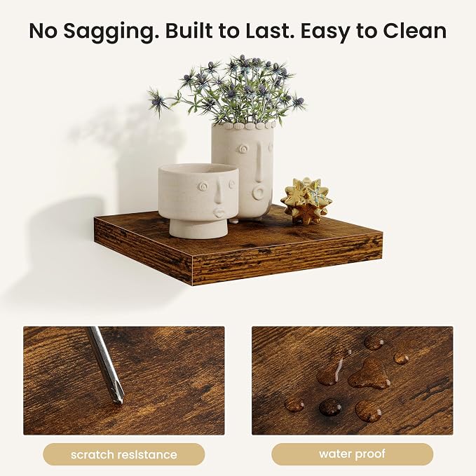 Fun Memories Floating Shelves for Wall, Rustic Wood Wall Mounted Shelves for - Image 4