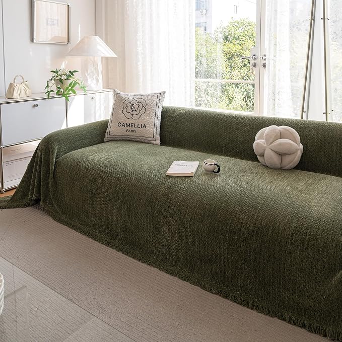 ROOMLIFE Green Sofa Cover, Vintage Boho Couch Cover by ROOMLIFE
