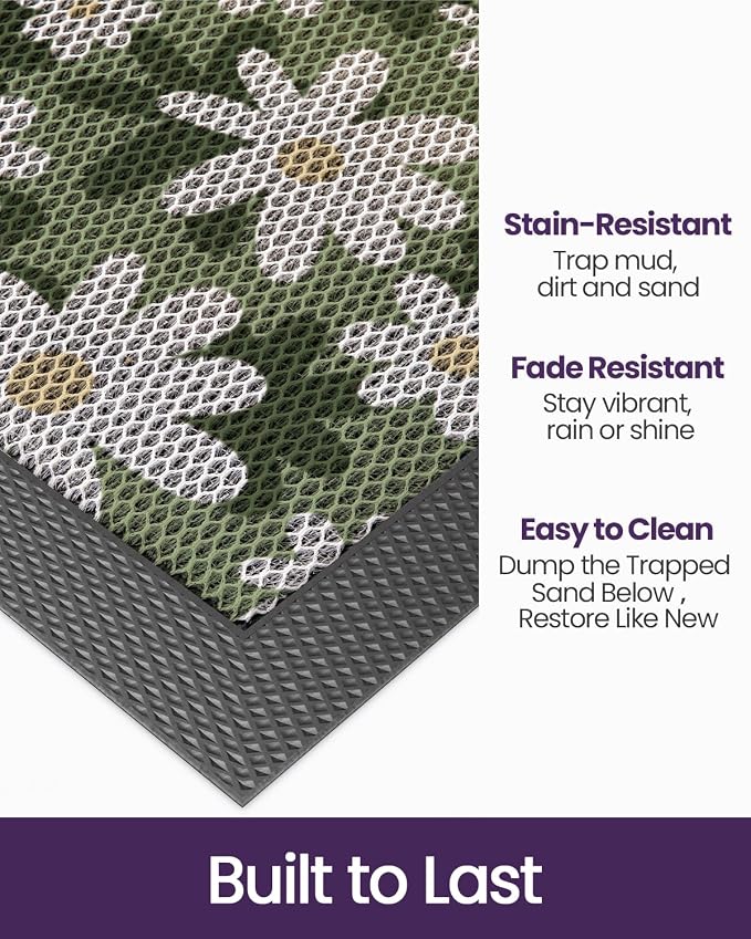 DEXI Front Door Mat Outside Entrance, 23x36 Spring Flower Welcome Doormat - Image 3
