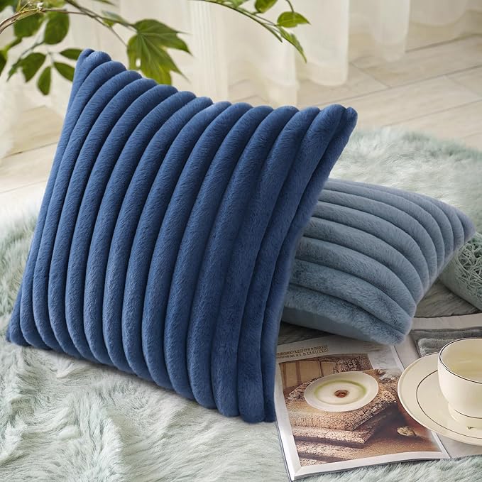 decorUhome Cozy Faux Fur Throw Pillow Covers 22x22 Set of 2 Decorative Soft - Image 4