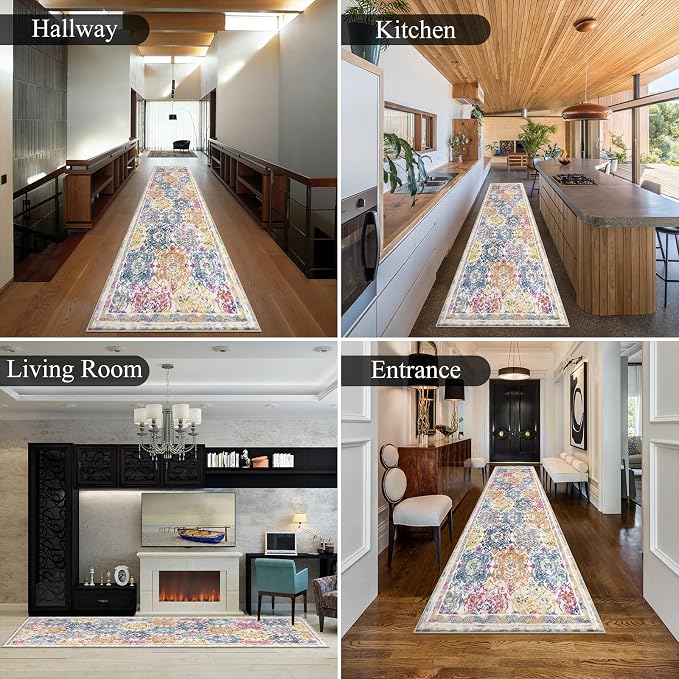 Vaukki Hallway Runner Rug, Vintage Shaggy Soft Laundry Rug Runner, Non Slip - Image 3