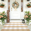 OLANLY Buffalo Plaid Rug 2'4" x 3'7" – Beige and White Cotton Checkered Doormat by OLANLY
