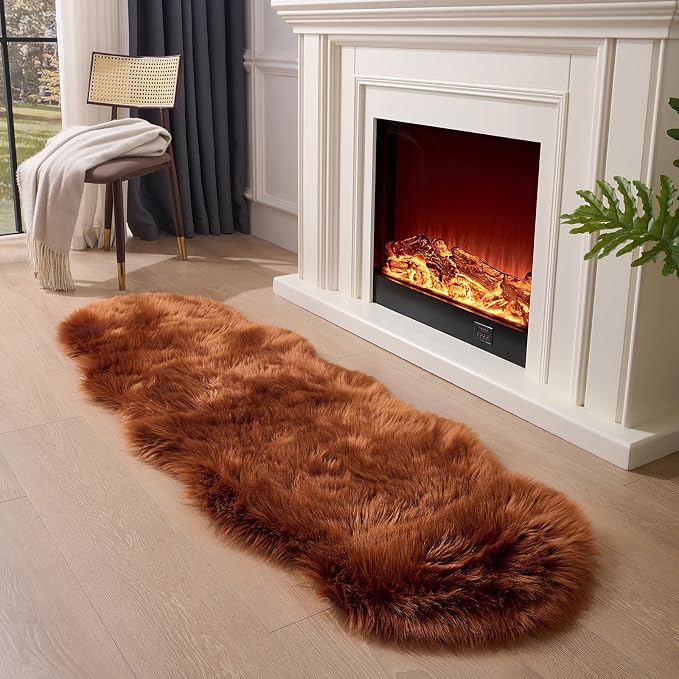 Faux Fur Rug Runner 2x6 ft Caramel - Image 3