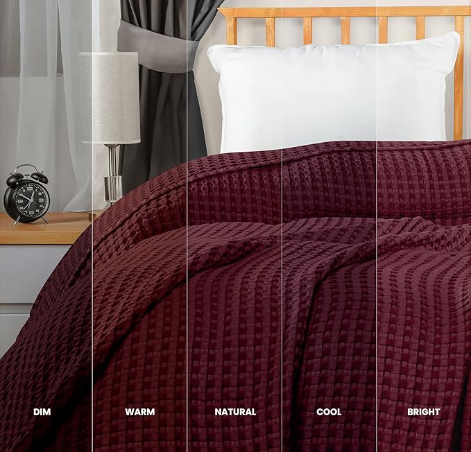 Utopia Bedding Burgundy 100% Cotton Waffle Blanket 300 GSM Soft Lightweight - Image 6