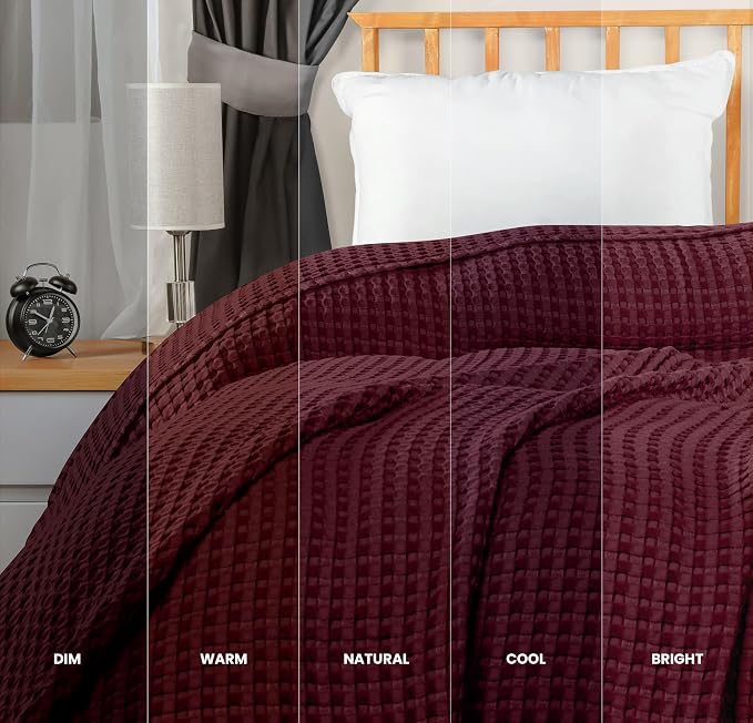 Utopia Bedding Burgundy 100% Cotton Waffle Blanket 300 GSM Soft Lightweight - Image 6