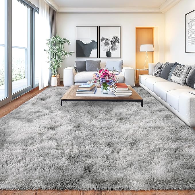 Soft Shaggy Rugs Light Grey Fluffy Rug by Isdook
