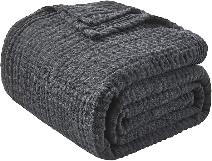 EMME Cotton Muslin King Blanket Bed Layering Breathable Gauze Blanket Soft - Image 7