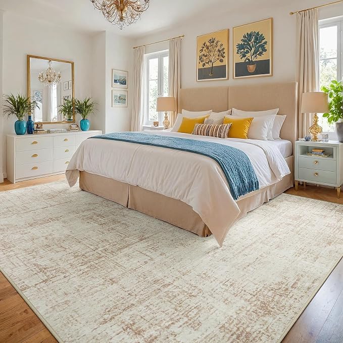 10x14 Area Rugs for Living Room Washable Rug: Anti-Skid Abstract Modern Living - Image 2