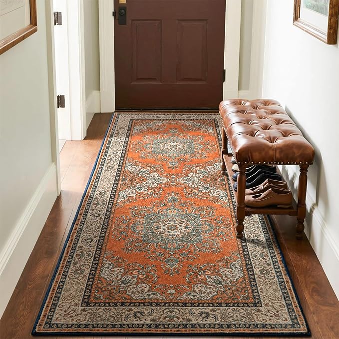Runner Rug for Bedroom, 2x6 Non-Slip Vintage Area Rug, Machine Washable Boho by Rtizon