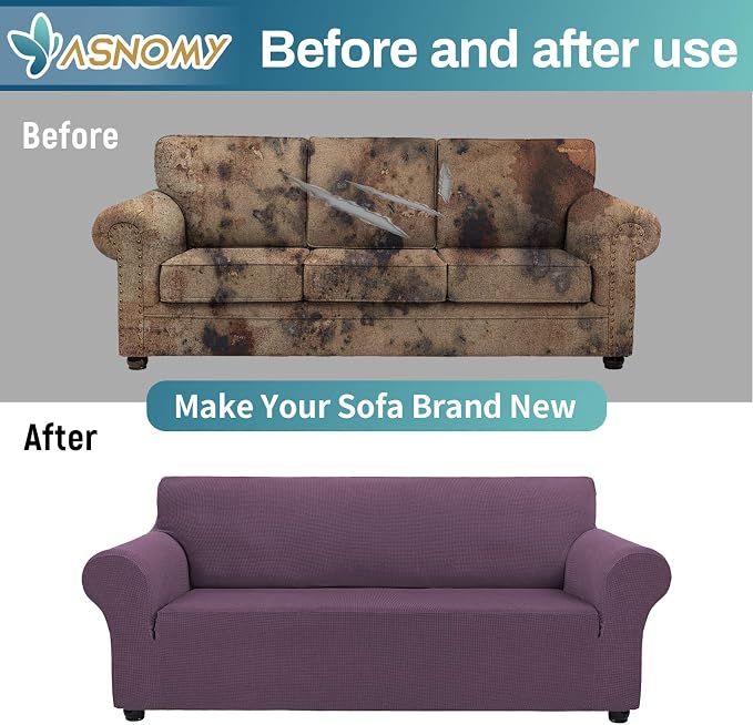 Asnomy Couch Covers for 3 Cushion Couch Stretch Sofa Covers Slipcovers - Image 6