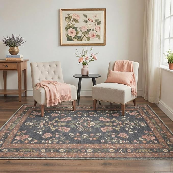 GENIMO 5x7 Area Rugs for Living Room, Machine Washable Non Slip Vintage Rugs - Image 2
