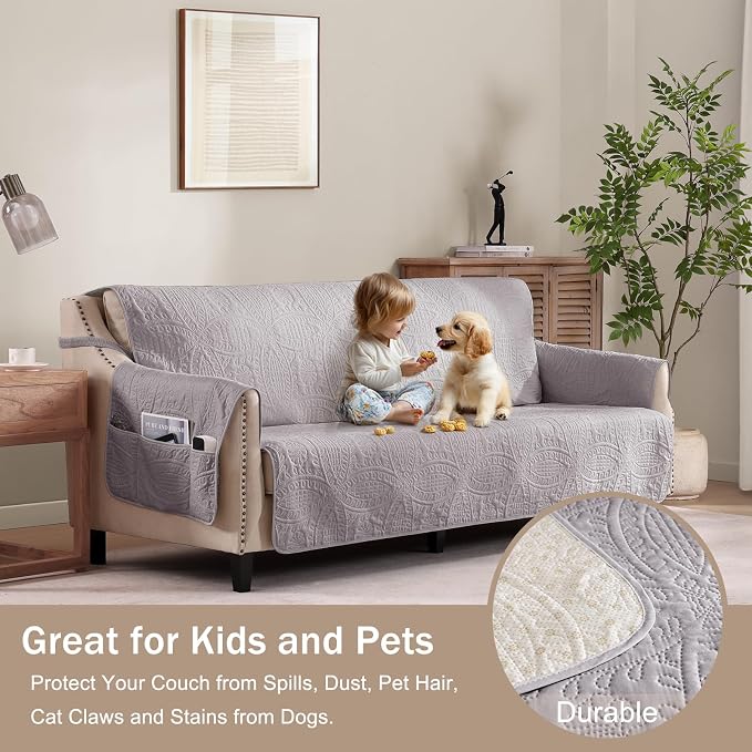 Soft Quilted Couch Cover with Pockets - Image 8