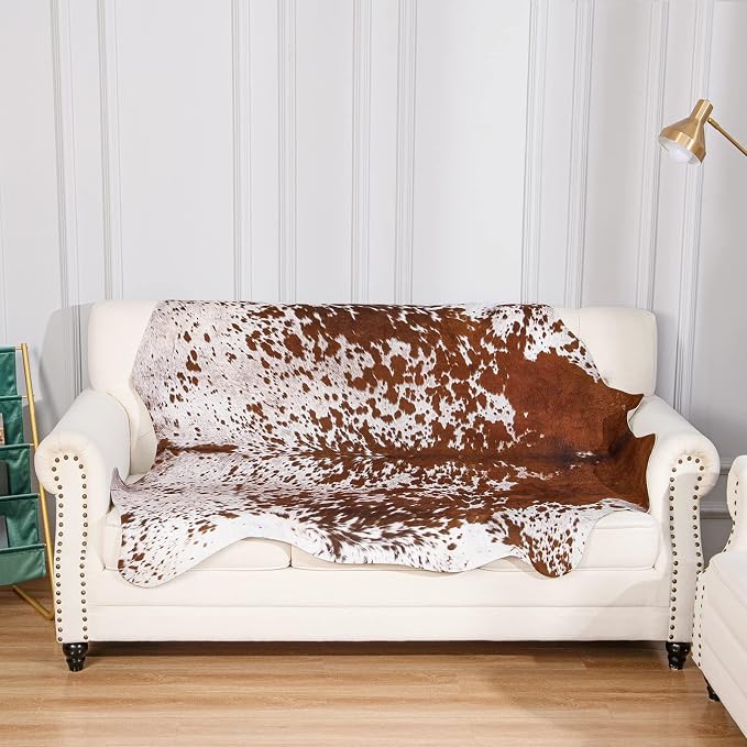Easycozy Faux Cowhide Rug Large Cow Print 8 x 10 Feet Thickened Elastic Cowhide - Image 5