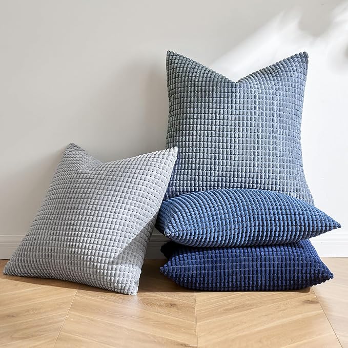 MIULEE Blue Decorative Euro Sham Pillow Covers 24x24 Inch Set of 4 Boho Western - Image 3