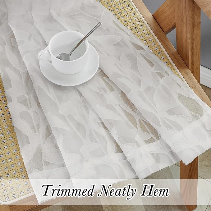 Lecloud Leia Ivory Sheer Curtains 90 Inches Long 2 Panels, Airy Voile Jacquard - Image 9