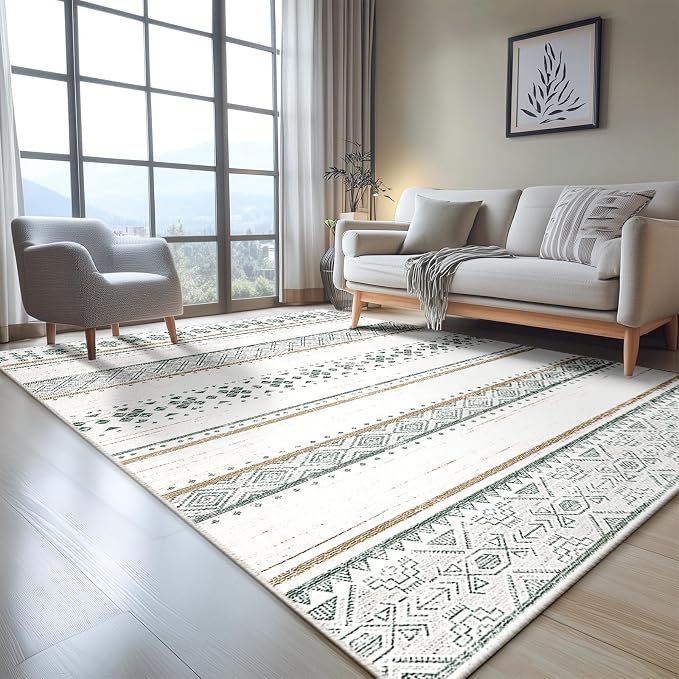 BESTSWEETIE 4x6 Area Rugs for Living Room Washable Moroccan Farmhouse Neutral by BESTSWEETIE