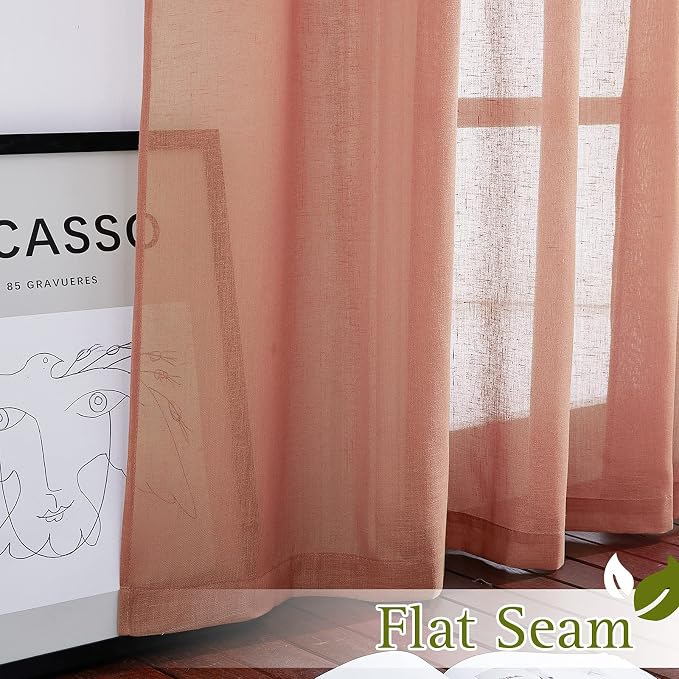 NICETOWN Semi Sheer Linen Patio Curtains - Image 6
