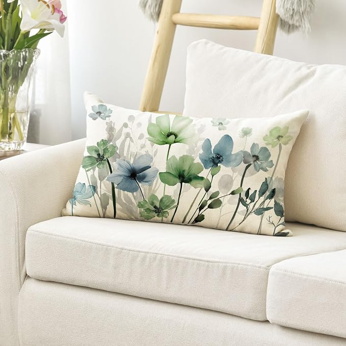 AVOIN colorlife Poppy Flowers Chinoiserie Fall Throw Pillow Cover, 12 x 20 Inch - Image 3