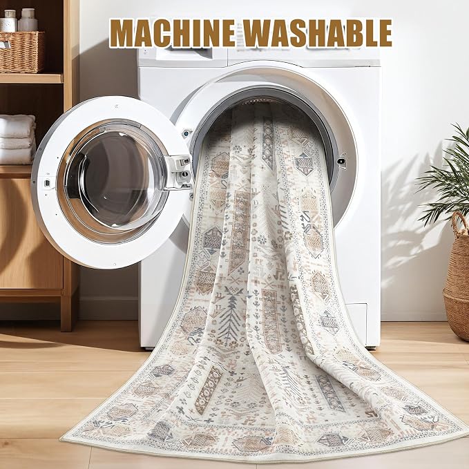 10x14 Area Rug for Living Room- Machine Washable Soft Oriental Vintage Large - Image 3