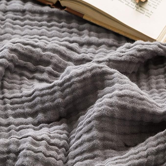EMME Muslin Grey Twin Blanket 100% Cotton Bed Blankets by EMME