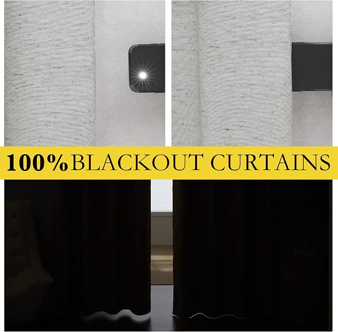 NICETOWN Grey Full Shade Room Warming Linen Curtain Panels 84 inches Long - Image 2