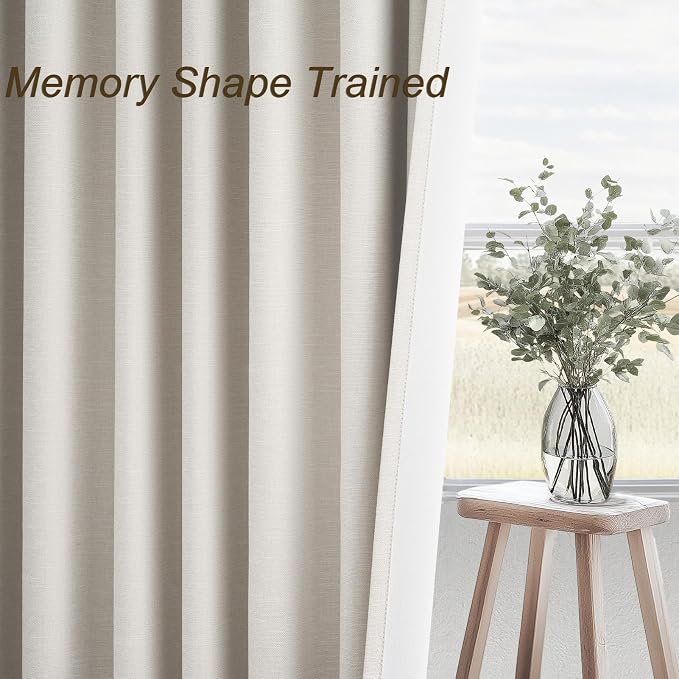 Topfinel 92 Inch Long Black Out Custom Drapery 2 Panels Neutral Blackout Cream - Image 4
