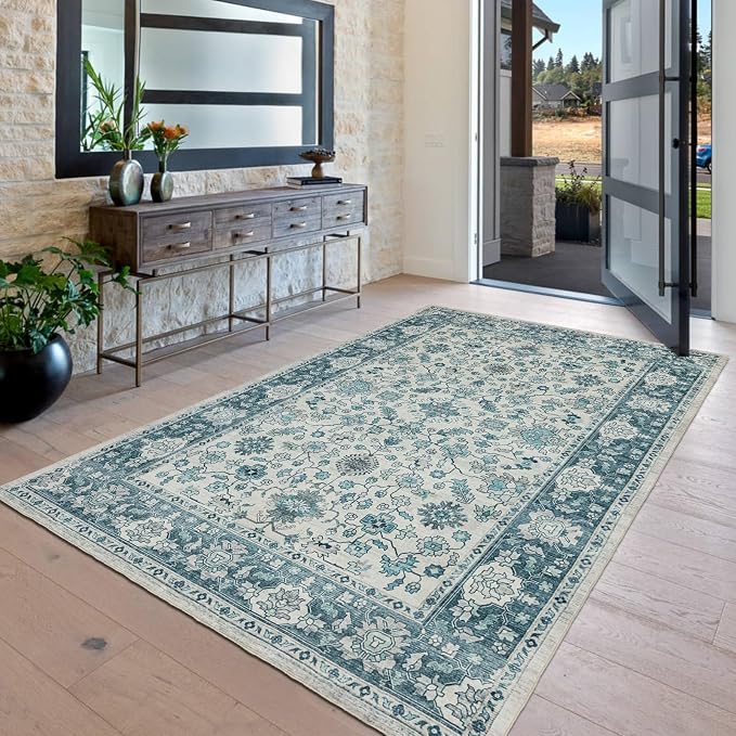 Area Rug 4×6, Vintage Boho Rug, Ultra-Soft Low Pile, Non Slip, Stain Resistant - Image 6