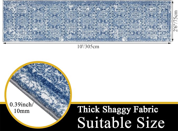 Vaukki Hallway Runner Rug, Vintage Shaggy Soft Laundry Rug Runner, Non Slip - Image 2