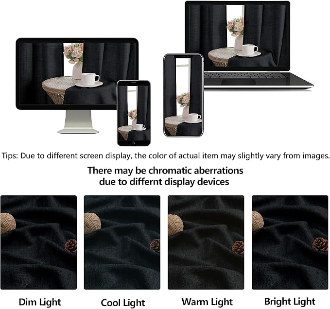 OWENIE Black Valances for Windows 1 Pcs 22 Inch Length, Light Filtering - Image 9