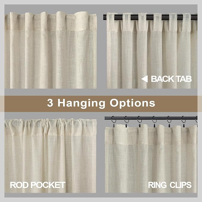 Pitalk Flax Linen Curtains 90 Inches Long - Image 4