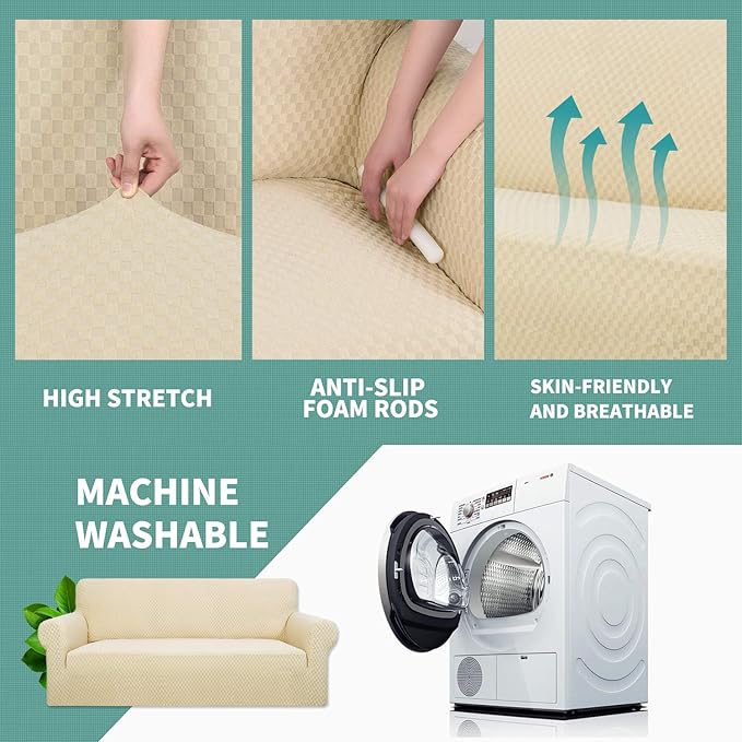 YEMYHOM Couch Cover Latest Jacquard Design High Stretch Sofa Chair Covers - Image 4