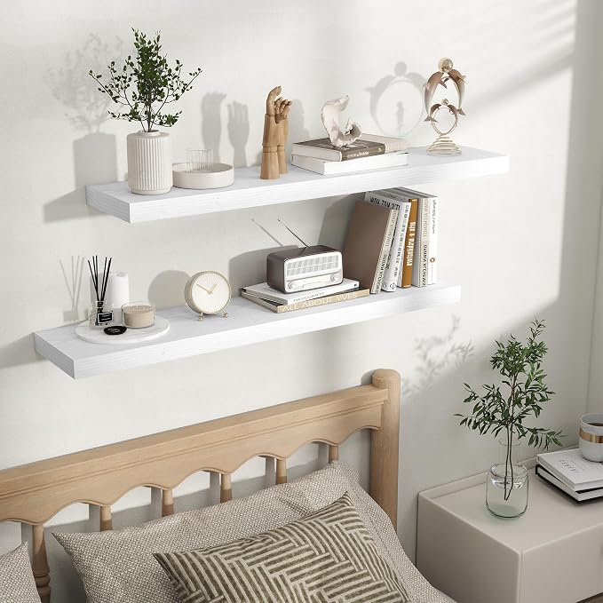 Fun Memories Rustic Floating Wall Shelves, Wall Mounted Wood Storage & Display - Image 5
