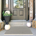 IOHOUZE Black Beige Striped Rug -2'x3' Front Door Rugs Outdoor, Small Washable by iOhouze