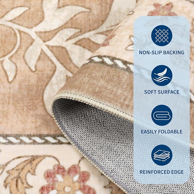 GarveeHome Provence 3x5 Rug Washable Non-Slip Low-Pile Indoor Rugs - Image 6