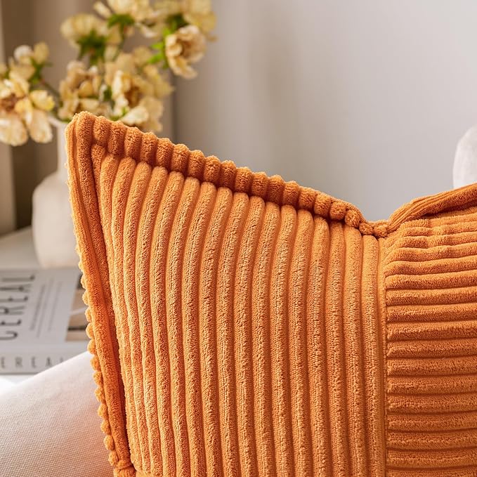 MIULEE Burnt Orange Decorative Lumbar Throw Pillow Covers - Image 2