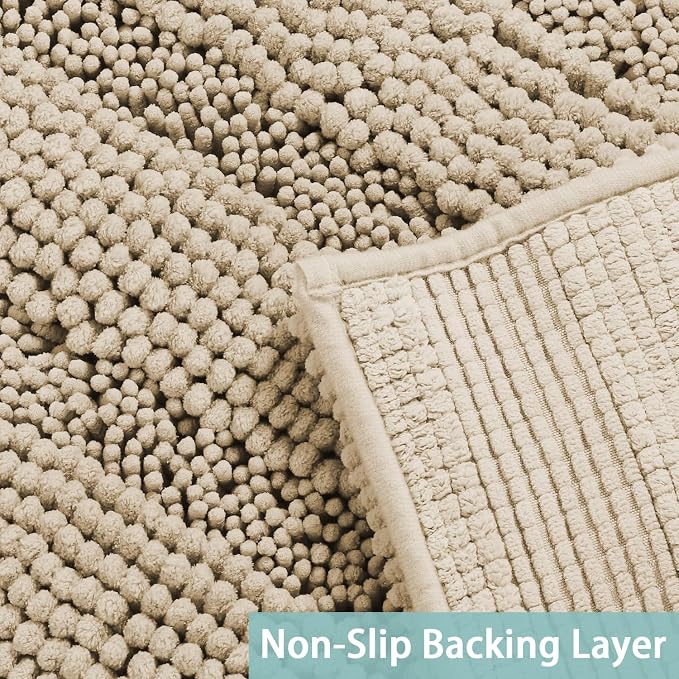 Turquoize Chenille Bath Rugs Shaggy Bathroom Rugs Non Slip Bath Mat - Image 4