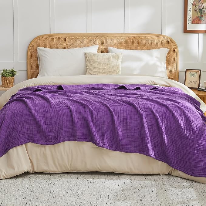 EMME Cotton Muslin King Blanket Big Oversized Bed Layering Bedspread Coverlet by EMME