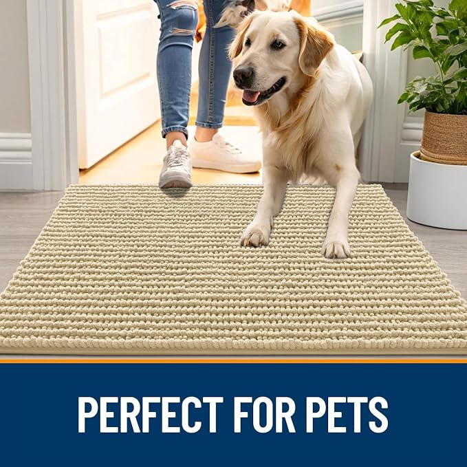 OLANLY Dog Door Mat for Muddy Paws 36x24, Ultra Absorbent Chenille Mud Doormat - Image 6