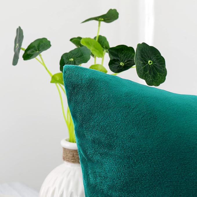 NiNi ALL Decorative Teal Throw Pillow Covers Pack of 2 Velvet 12x12 Inch Throw - Image 3