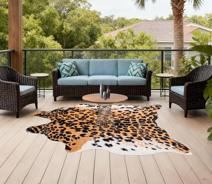 Huichenxing2021FURSTORE Leopard Print Rug, Cheetah Rug 5.3ft x 6.7ft Large Faux - Image 5