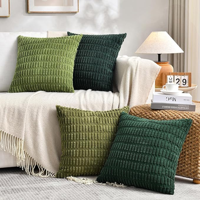 Fancy Homi Set of 4 Green Boho Spring Decorative Throw Pillow Covers 20x20 Inch by Fancy+Homi